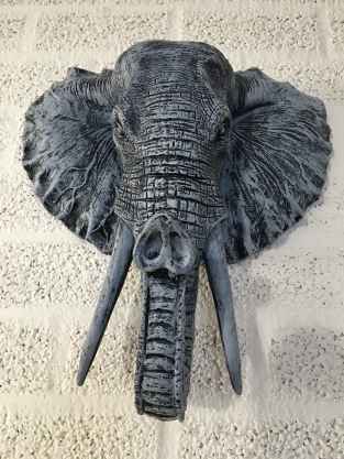 Beautiful black-grey elephant head wall ornament, beautiful!!!